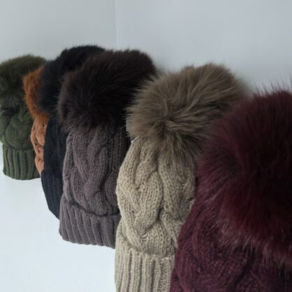 Fleece Lined Knitted Pom Winter Hat