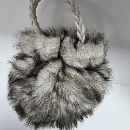 Faux Fur Animal Print Grab Top Crossbody Bag