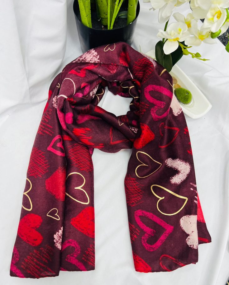 Graffiti Heart Print Lightweight Scarf