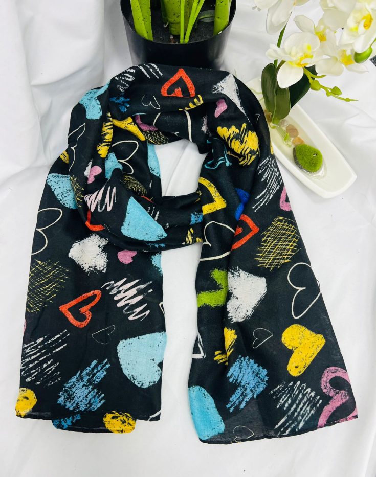 Graffiti Heart Print Lightweight Scarf - Image 2
