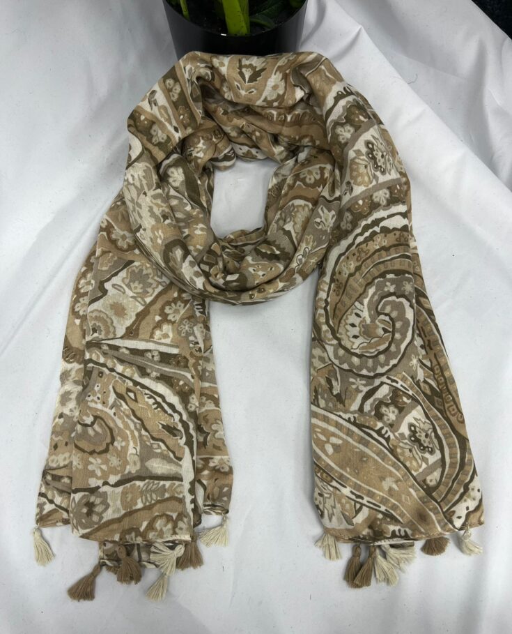 Paisley Print Tassel Scarf - Image 2