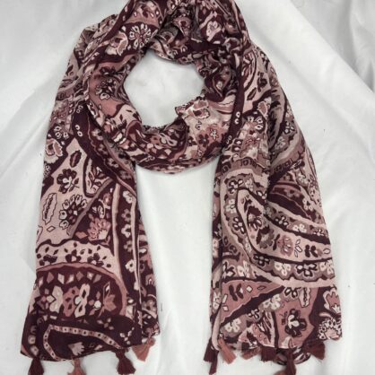 Paisley Print Tassel Scarf