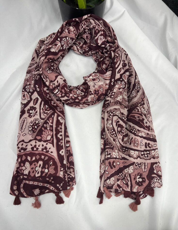 Paisley Print Tassel Scarf