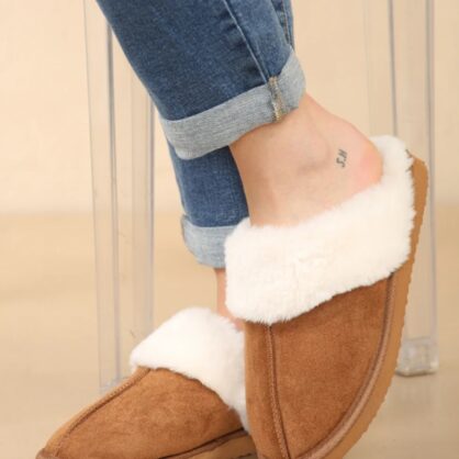 Faux Fur Lined Slip-on Slippers