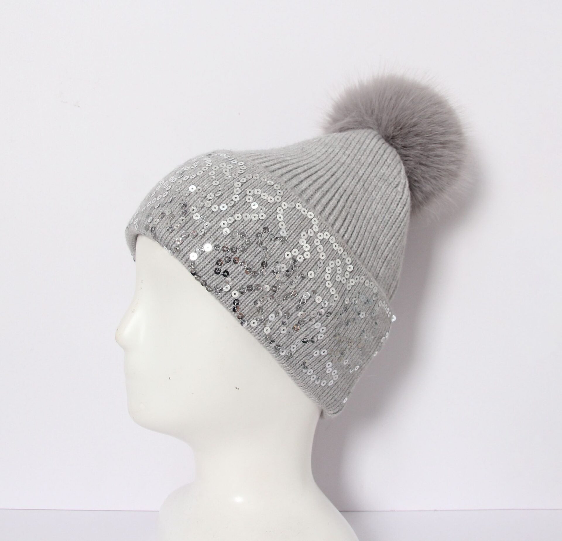 Sequin Trim Sparkle Pom Winter Hat - Image 3