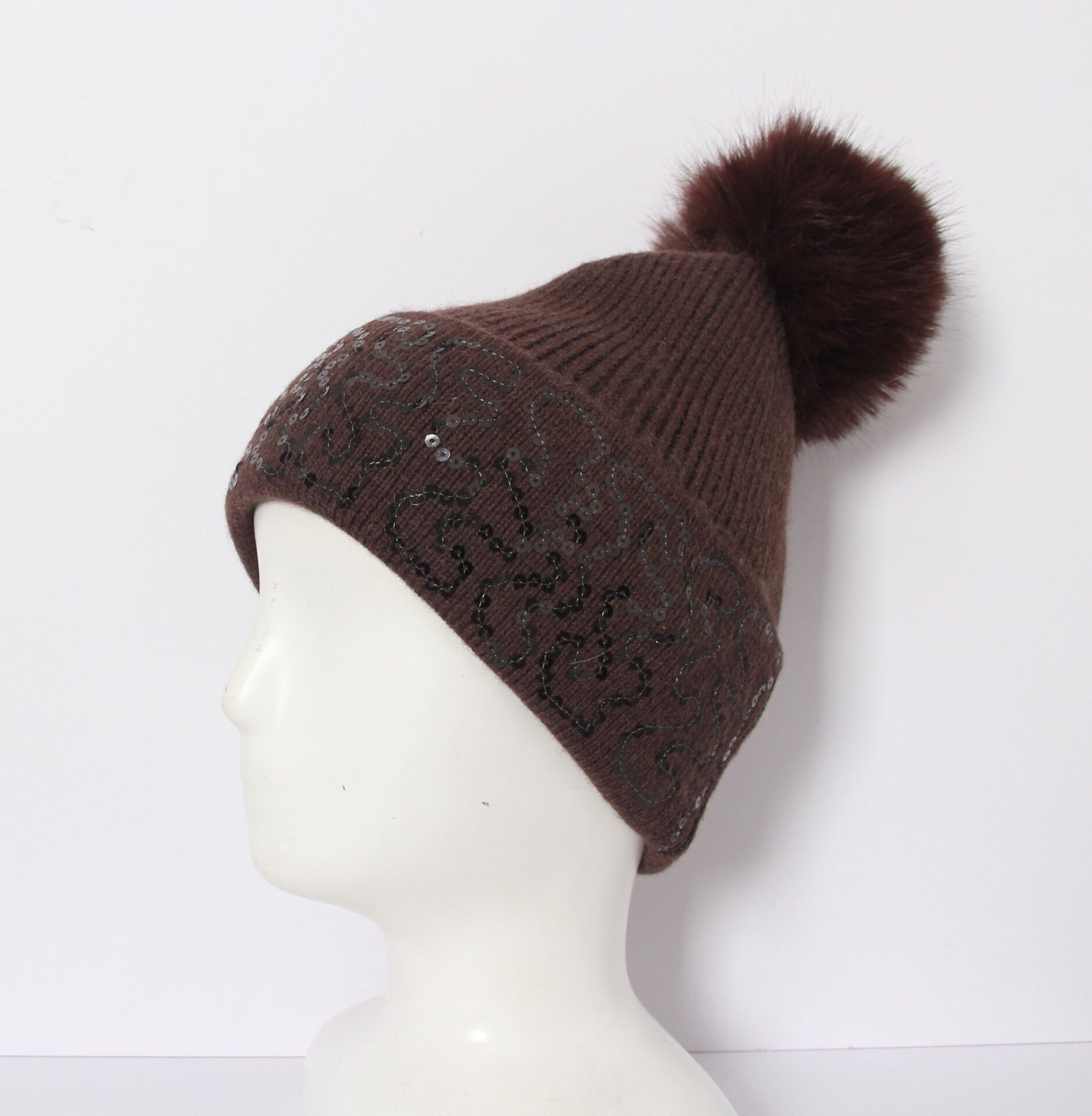 Sequin Trim Sparkle Pom Winter Hat - Image 6
