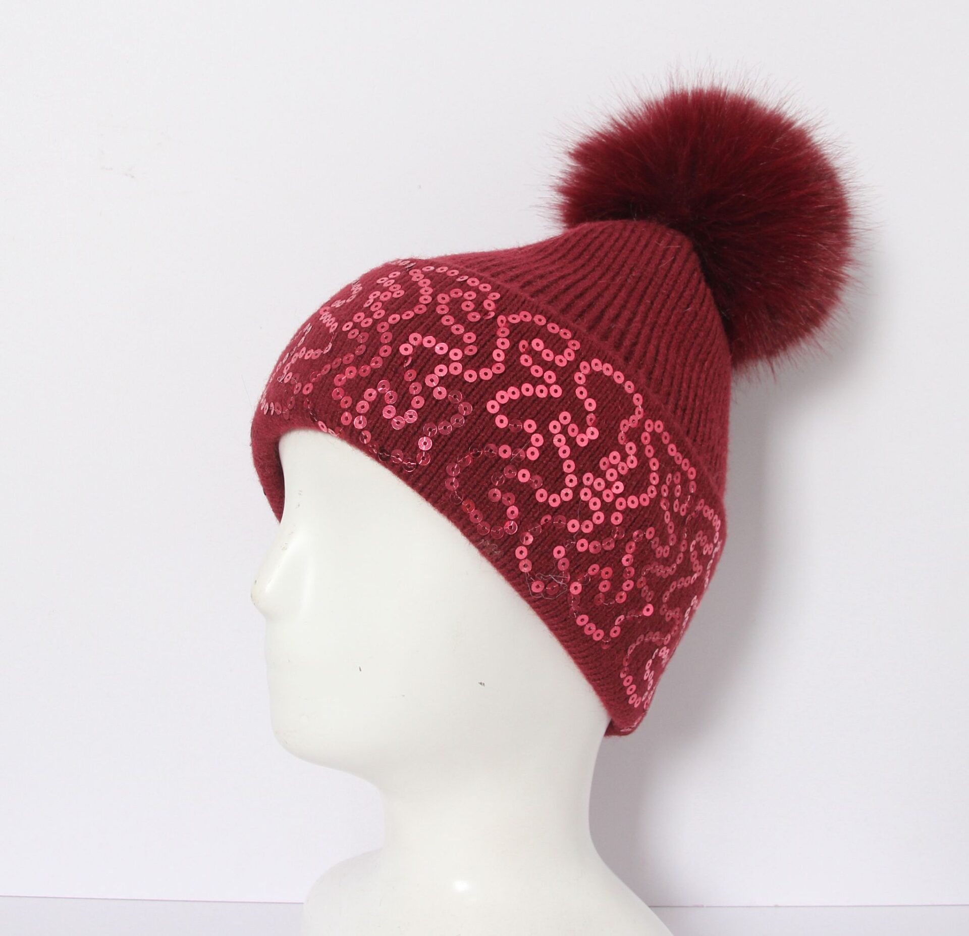 Sequin Trim Sparkle Pom Winter Hat - Image 5