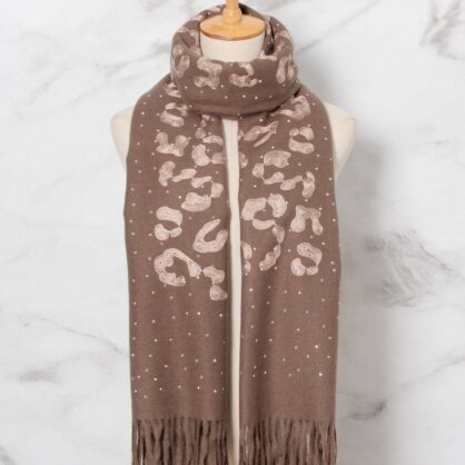 The Sparkle Embroidered Leopard Scarf