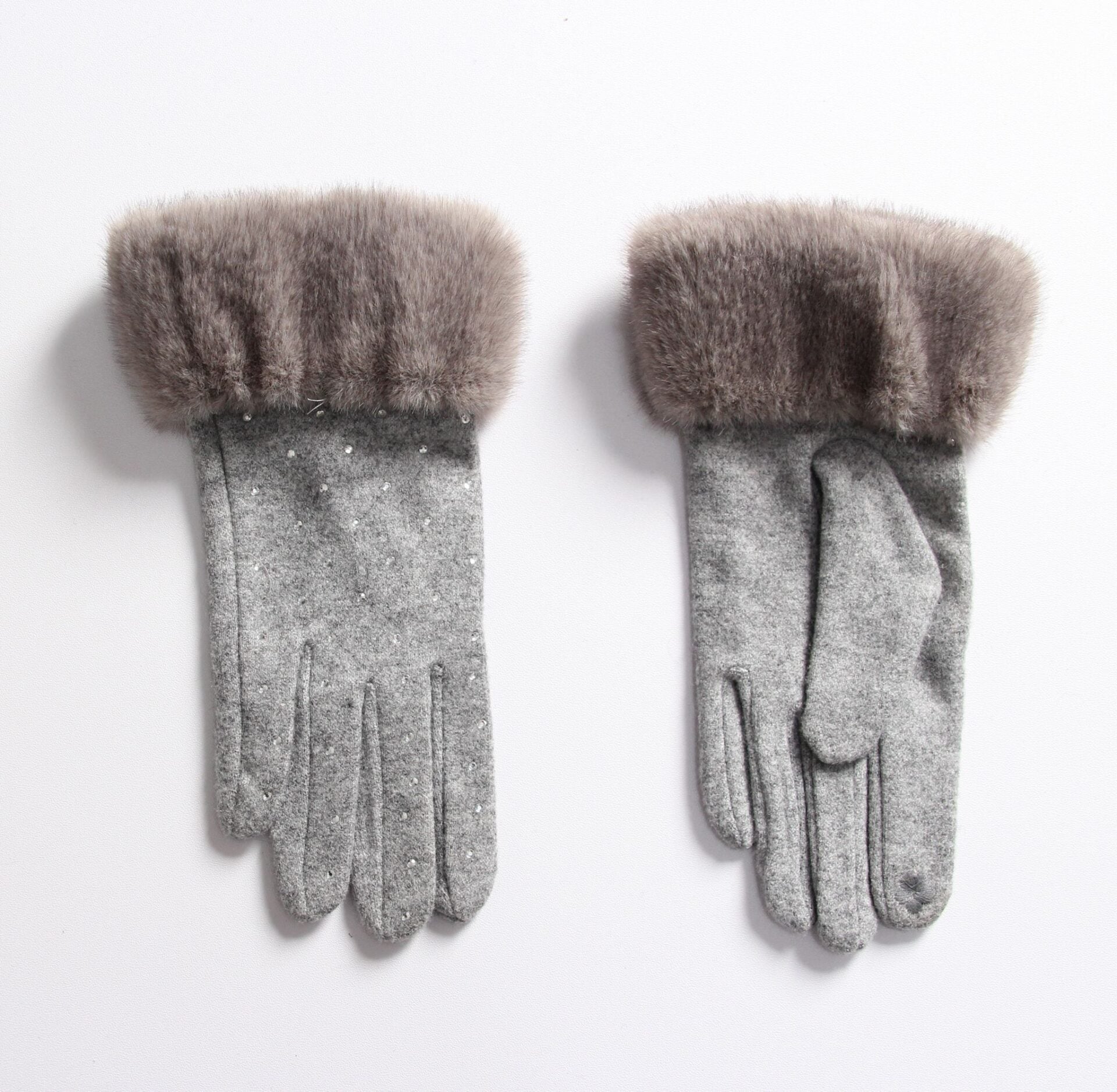 Diamante & Fur Trim Gloves - Image 3