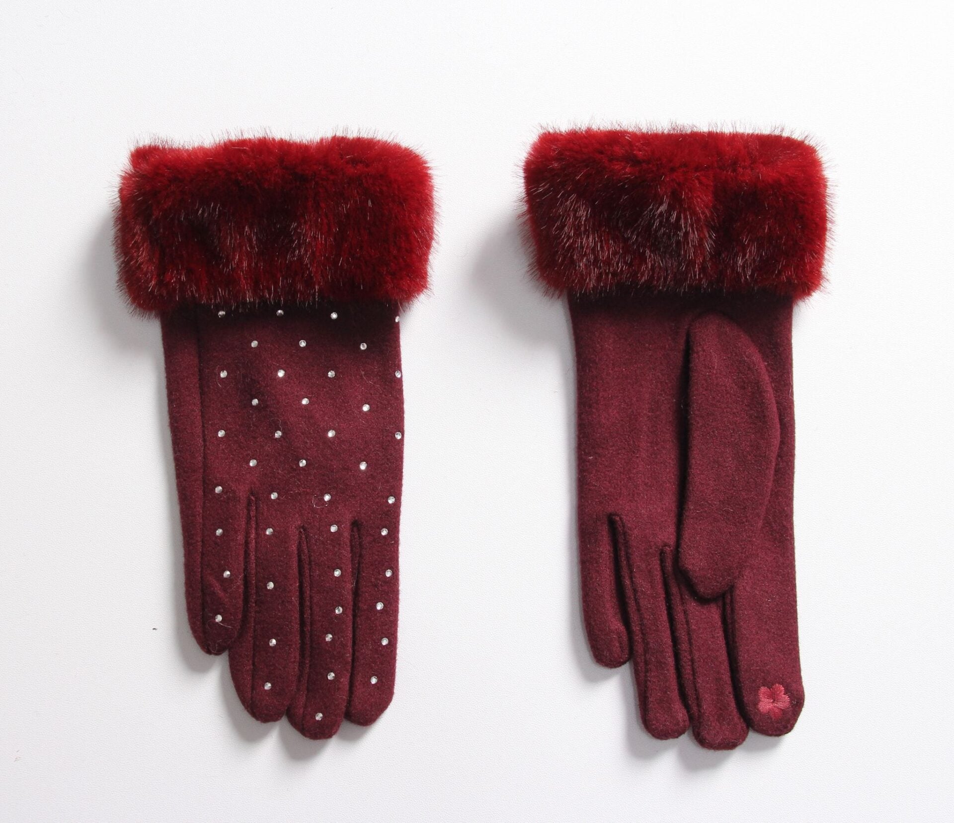Diamante & Fur Trim Gloves - Image 5
