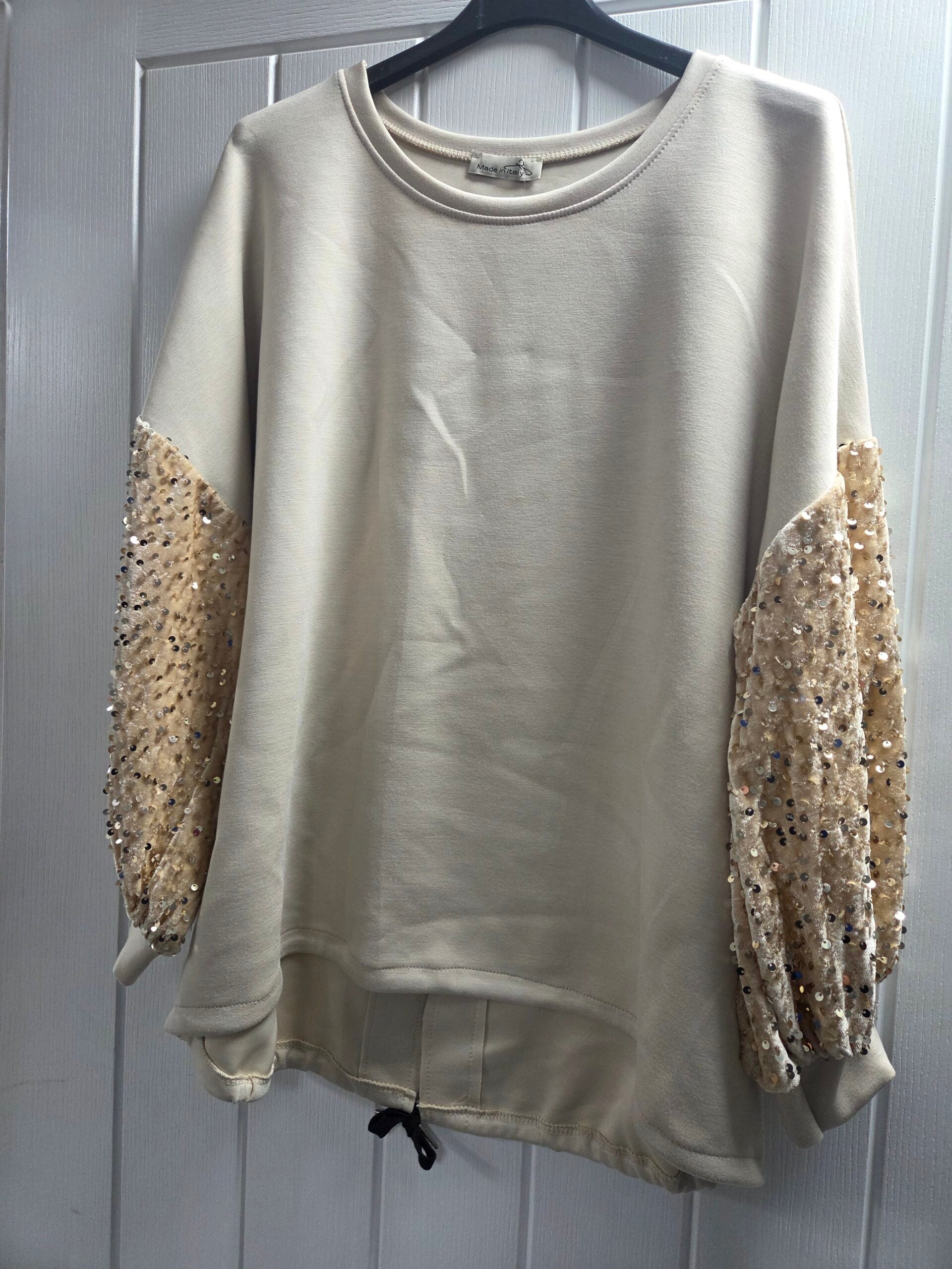 Sequin Sleeve Scuba Top