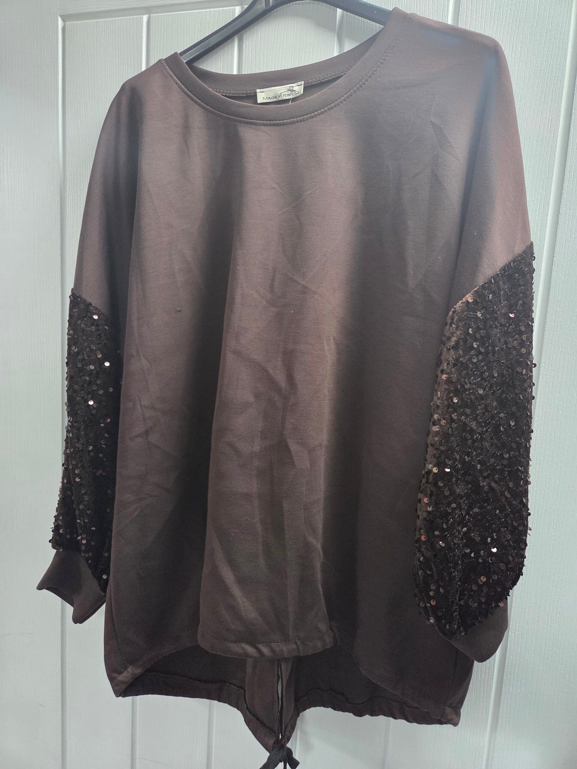 Sequin Sleeve Scuba Top - Image 3
