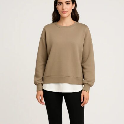 Round Neck, High Low Scuba Top