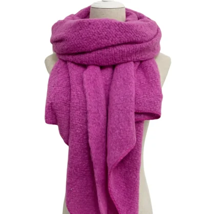 Plain Boucle Diagonal Edge Winter Scarf