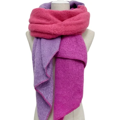 Multi Colour Diagonal Edge Boucle Scarf