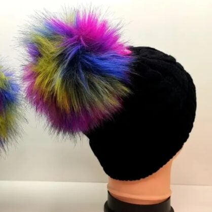 Fleece Lined Faux Fur Pom Hat