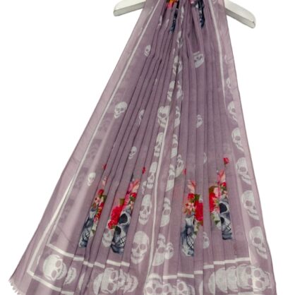 Skull Floral Headdress Print Lightweight Scarf