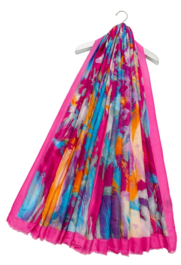 Abstract Print Cotton Blend Scarf - Image 7