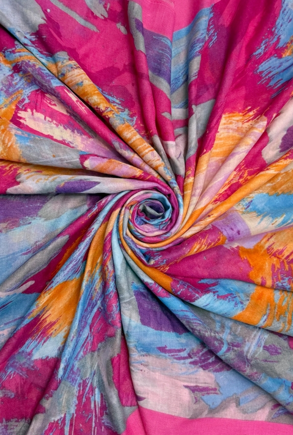 Abstract Print Cotton Blend Scarf - Image 6