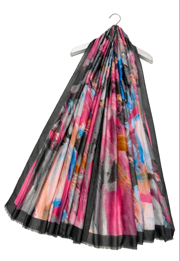 Abstract Print Cotton Blend Scarf - Image 3