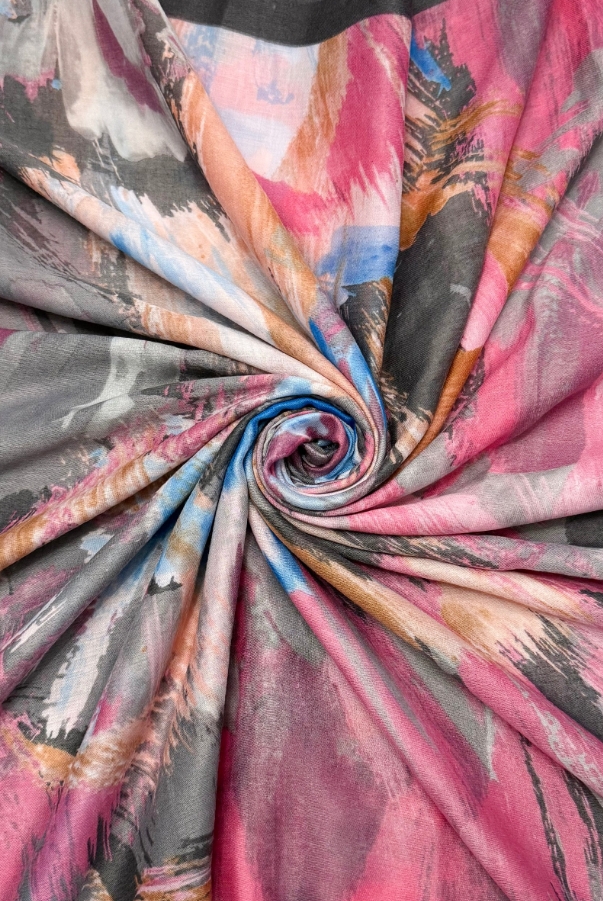 Abstract Print Cotton Blend Scarf - Image 2