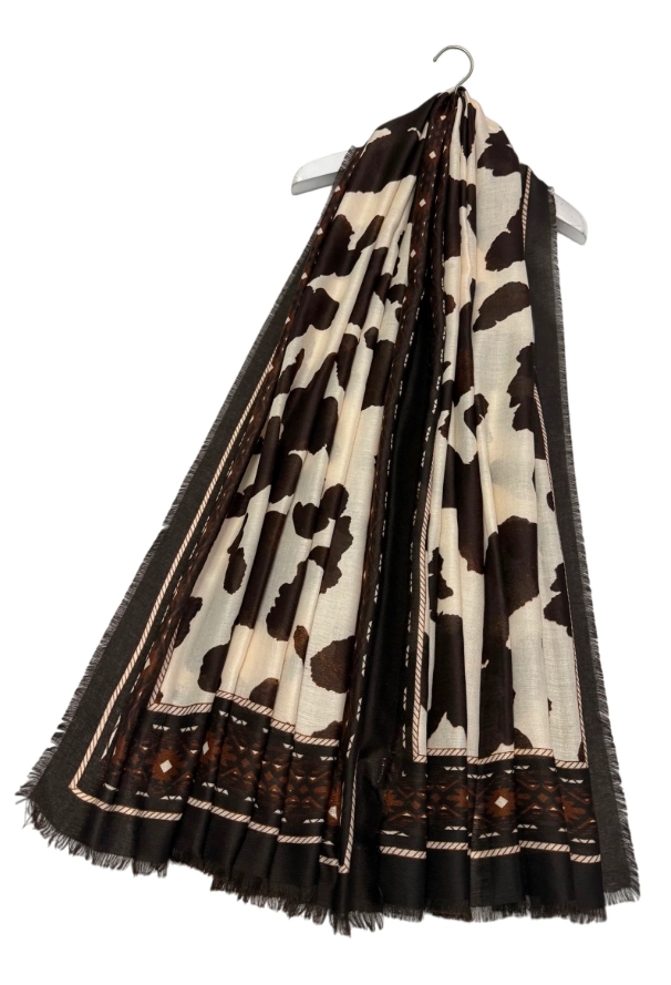 Brown Cow Print Scarf - Image 4