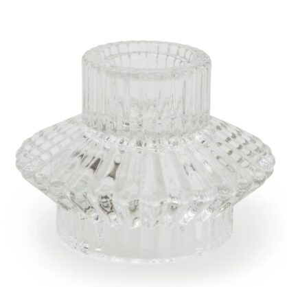 Clear Glass Dual Tealight/Taper Candle holder
