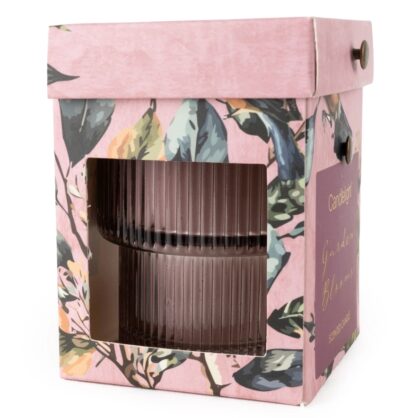 Small Ridged Glass Candle - Garden Blooms