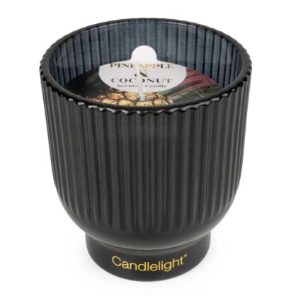 Medium Ridged Footed Glass Candle - Pineapple & Coconut