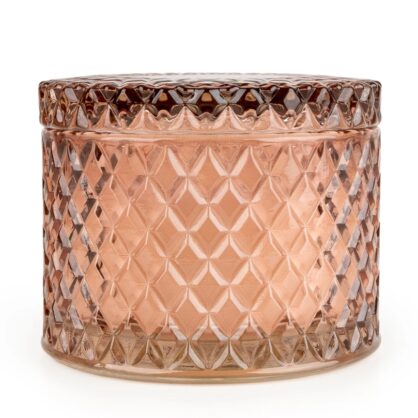 Round Embossed Glass Candle Jar