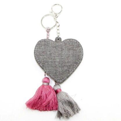 Natural Heart Tassel Bag Charm Keyring