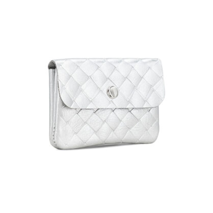 Woven Leather Popper Purse