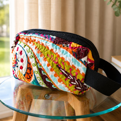 Quilted Patterned Zip Pouch