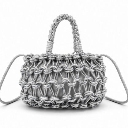 Golden Thread Loopy Crochet Grab Handle Bag