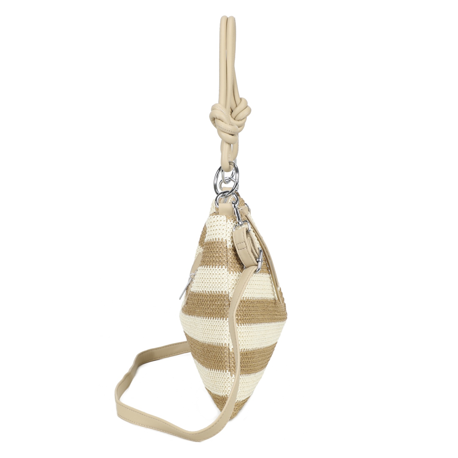 Straw Stripe Shoulder Bag with Knot Handle - Image 4