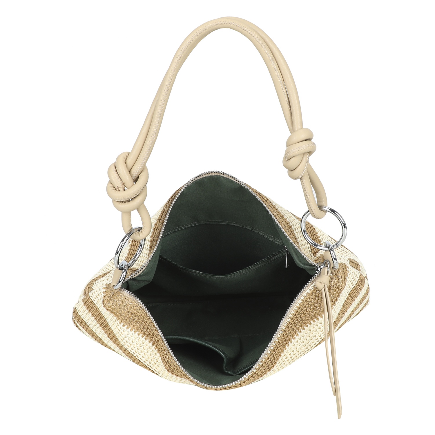 Straw Stripe Shoulder Bag with Knot Handle - Image 6