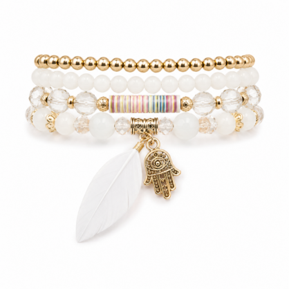 Celestial Feather Bracelet Stack