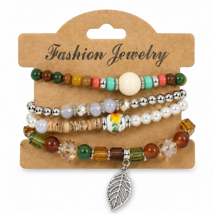 Boho Leaf Stack Bracelet Set
