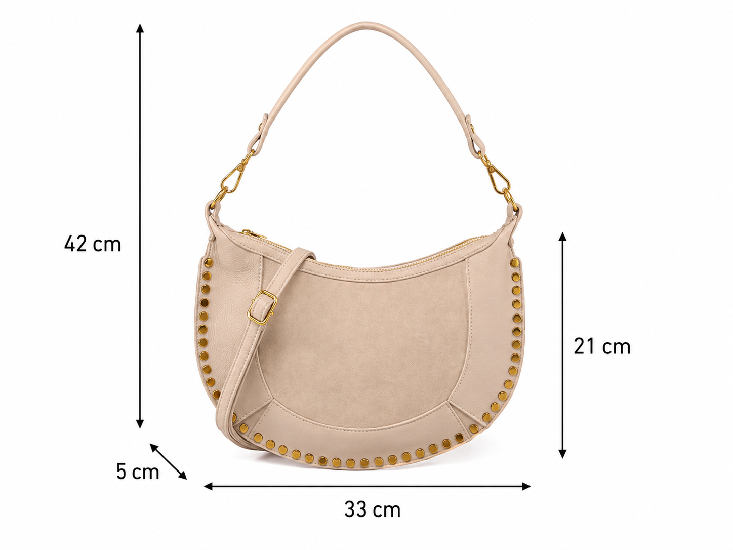 Studded Crescent Shoulder Bag - Image 3
