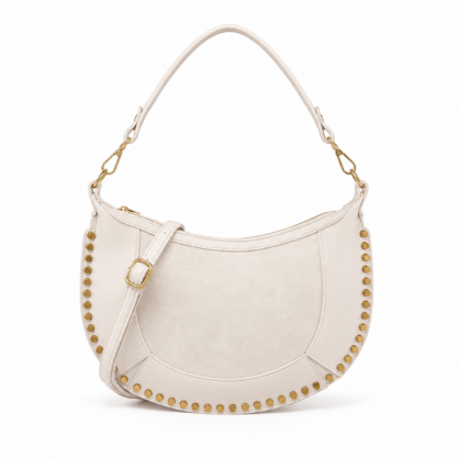 Studded Crescent Shoulder Bag