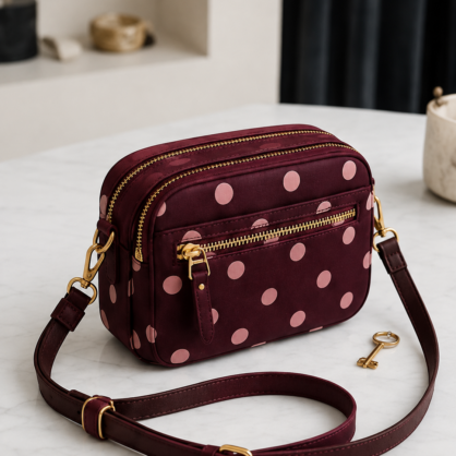 Polka Dot Double Zipped Camera Bag