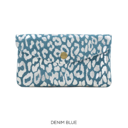 Long Suede Leopard Popper Purse