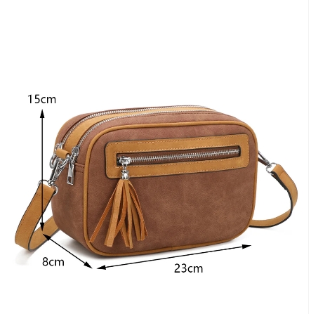 Sandy Suede Double Zip Camera Bag - Image 4