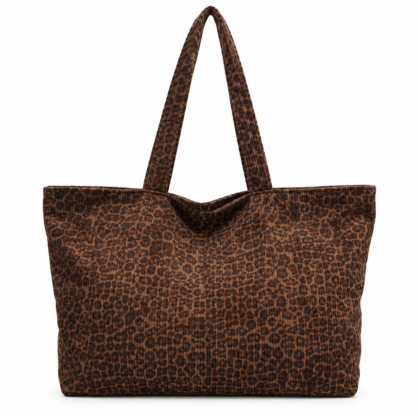 Leopard Print Corduroy Tote Bag