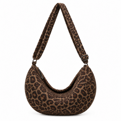 Leopard Print Corduroy Dumpling Bag