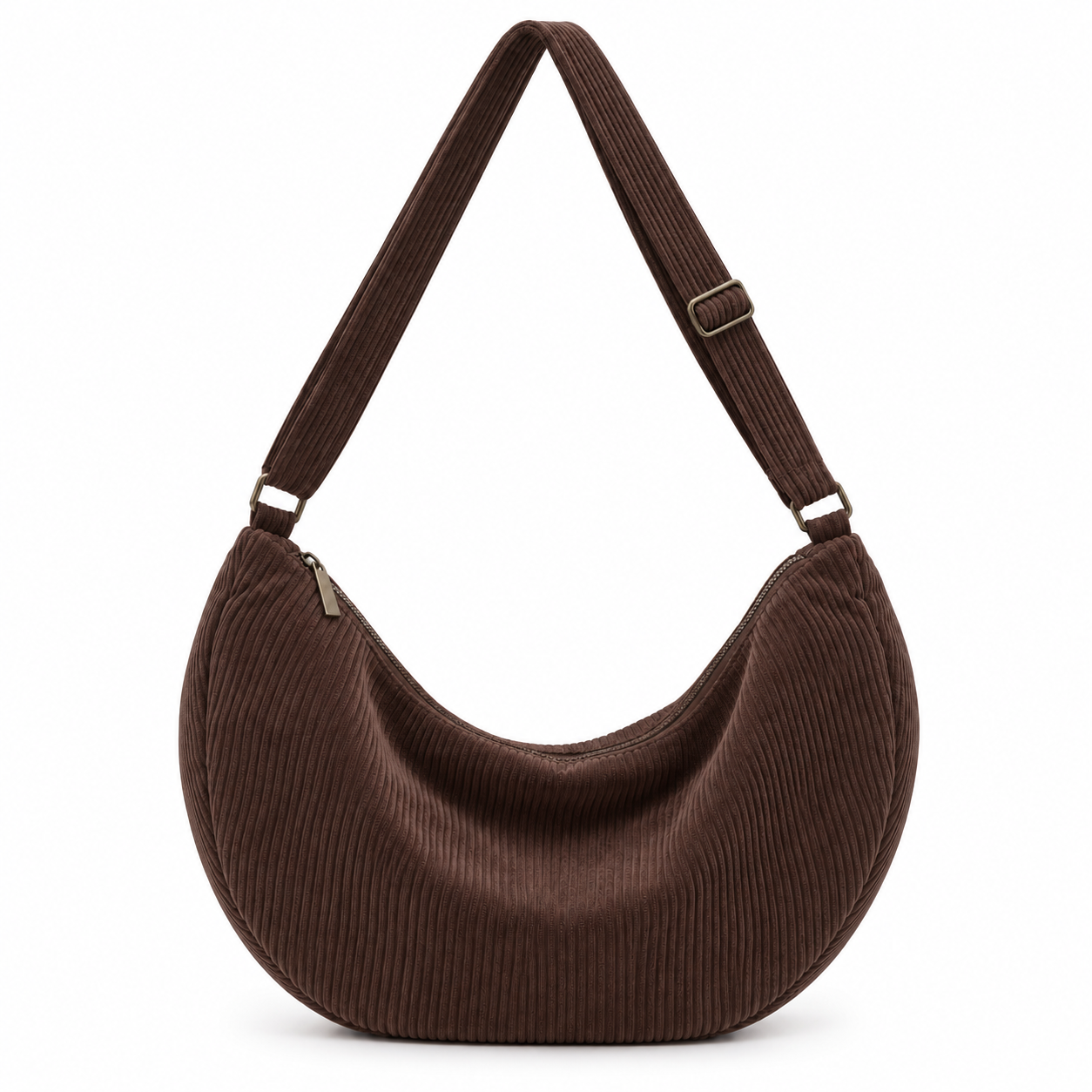 Corduroy Half Moon Dumpling Crossbody Bag - Image 3