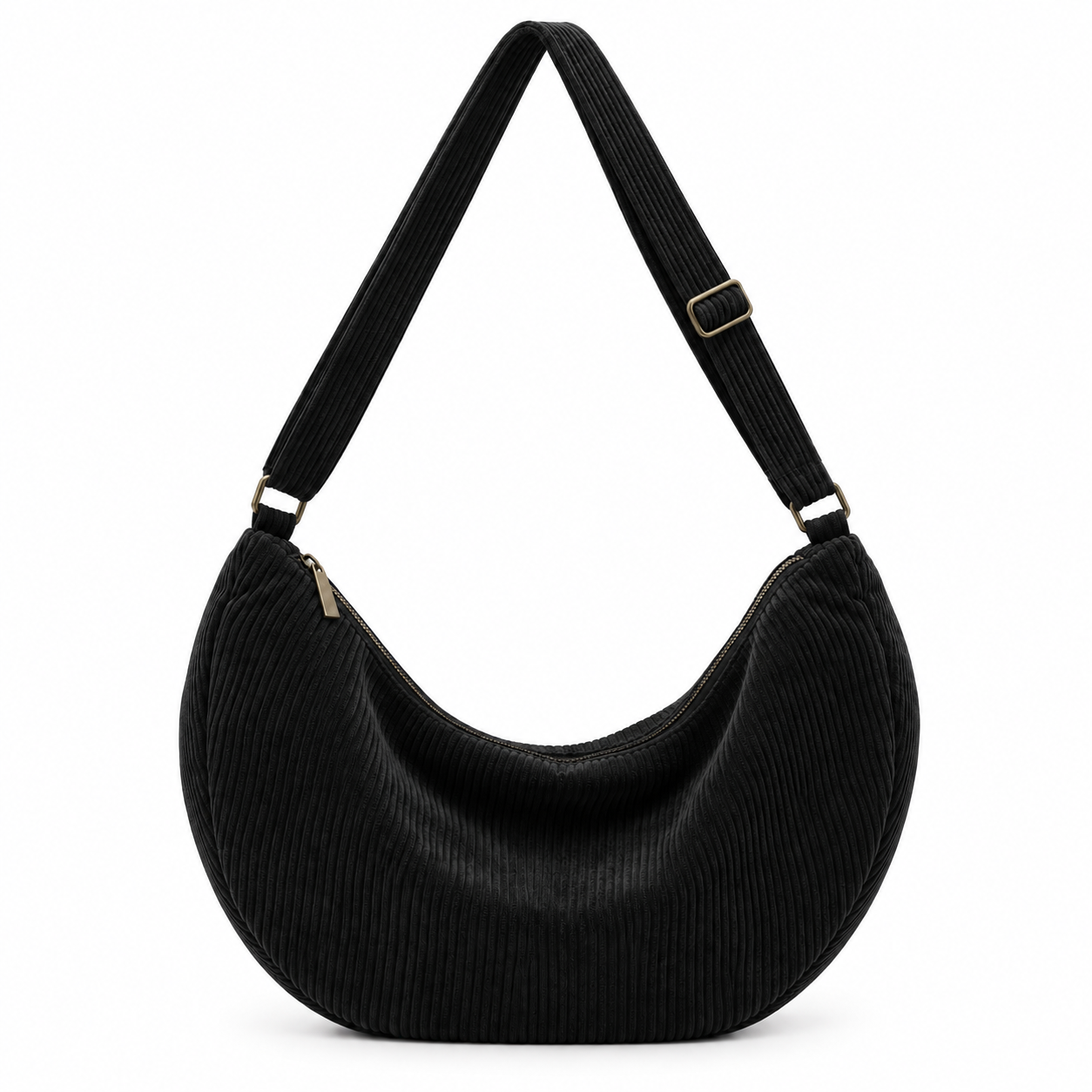 Corduroy Half Moon Dumpling Crossbody Bag - Image 4