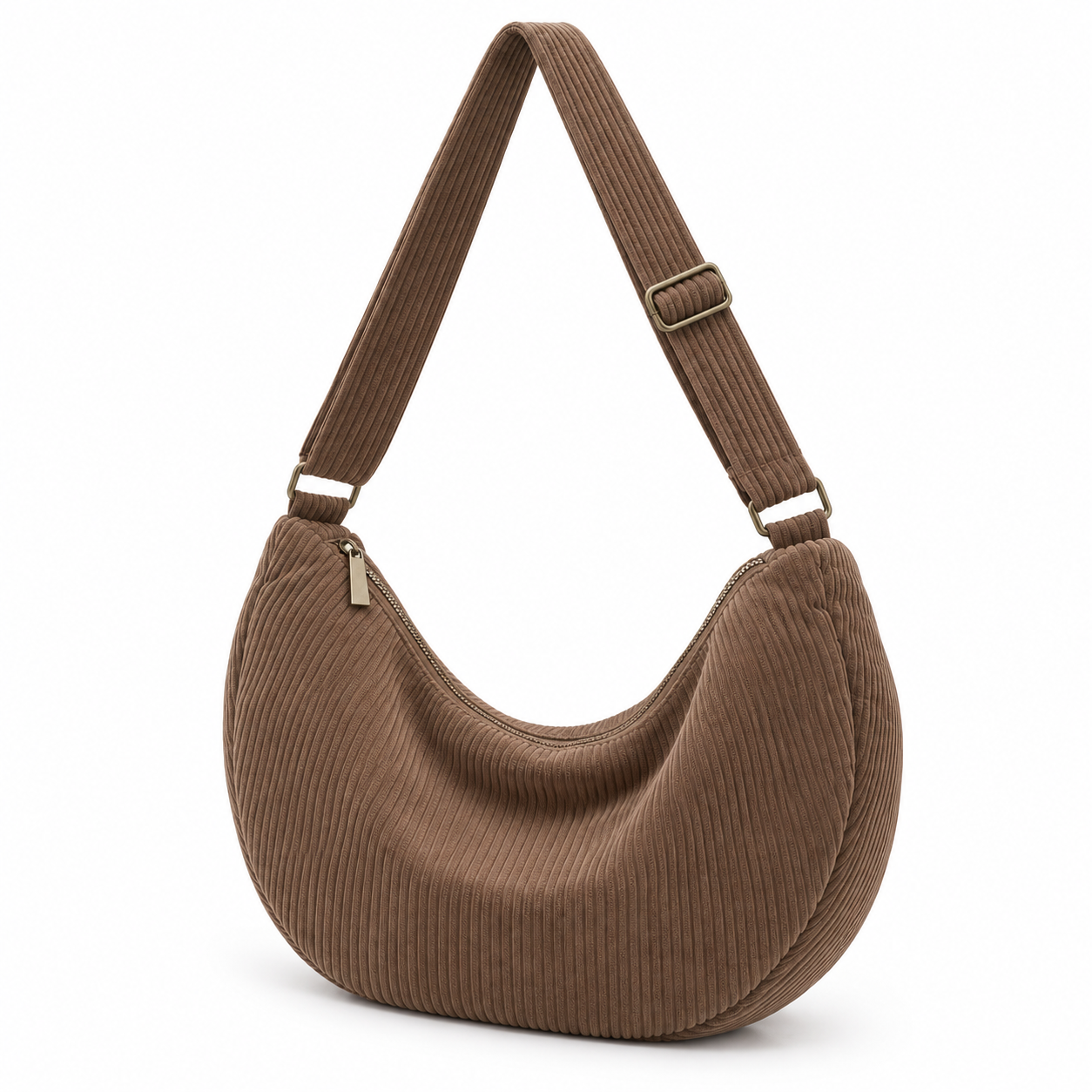 Corduroy Half Moon Dumpling Crossbody Bag - Image 5