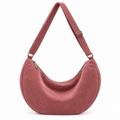 Corduroy Half Moon Dumpling Crossbody Bag