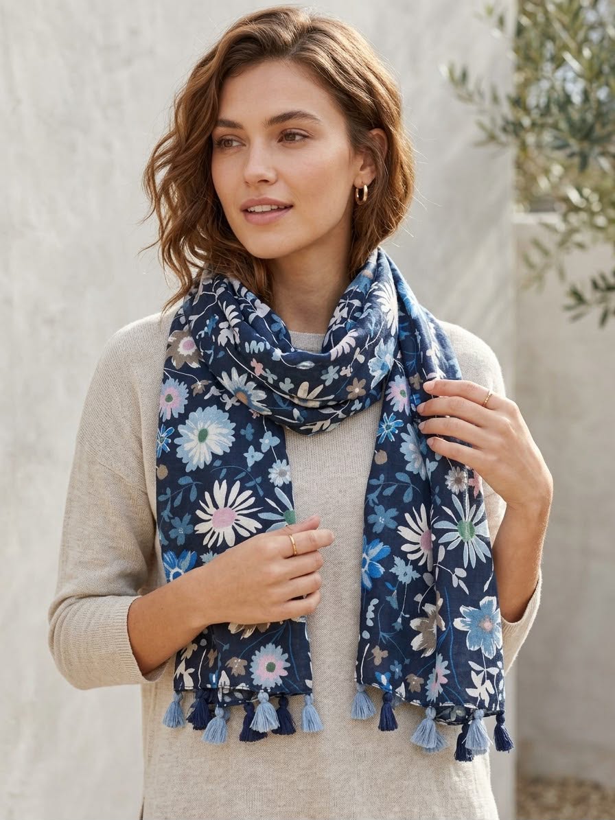 Floral Tassel Scarf - Image 7